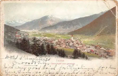 B008 Schweiz 1900 Davos aus Gemsjaeger aus gesehen Vintage Postkarte
