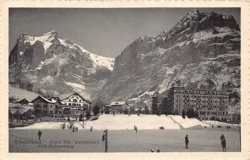 B008 Schweiz Grindelwald Hotel Bar Wetterhorn und Mettenberg RPPC Postkarte