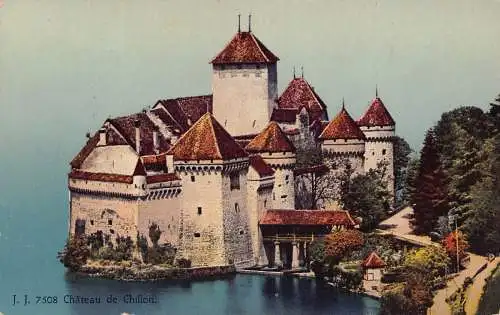 B008 Schweiz Schloss Chateau de Chillon Vintage Postkarte