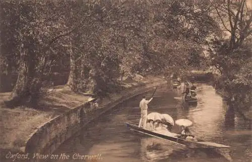 B003 England Oxford Ansicht der Cherwell Boats Vintage Postkarte