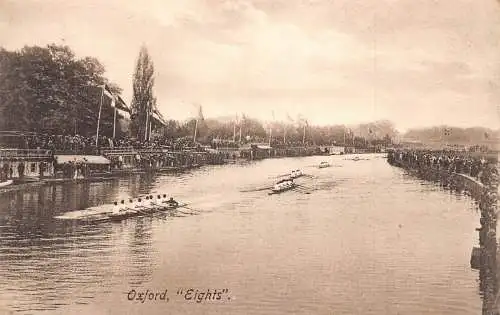B003 England Oxford Eights Kanu Rudern Vintage Postkarte