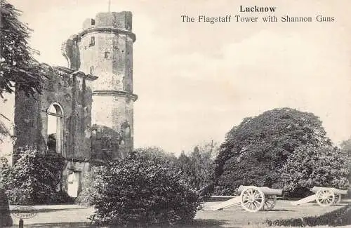 A997 Indien Lucknow Flagstaff Tower mit Shannon Guns Vintage Postkarte