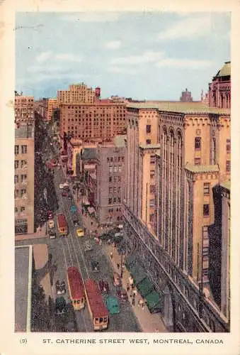 A990 Kanada Montreal St Catherine Street West Straßenbahn Vintage Postkarte