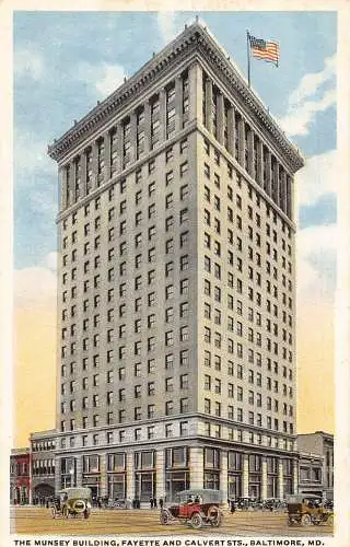 A990 US Maryland Baltimore Munsey Gebäude Fayette Calvert Sts Vintage Postkarte