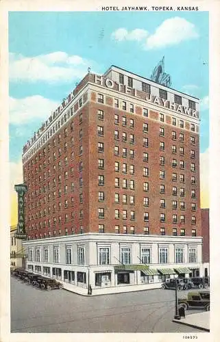 A990 US Hotel Jayhawk Topeka Kansas Vintage Postkarte