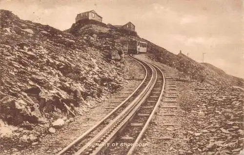 B004 England 1931 Summit of Snowdon Standseilbahn Vintage Postkarte