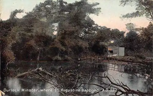 B004 England Durlock Minster wo St Augustine getauft Vintage Postkarte