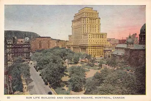 A990 Kanada Montreal Sun Life Gebäude und Dominion Square Vintage Postkarte