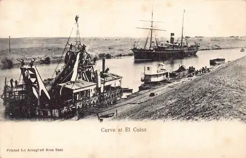A992 Ägypten Kurve bei El Cuiss Steamboats Vintage Postkarte