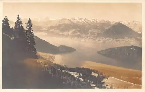 Schweiz Rigi Vierwaldstättersee und Alpen Bergsee Vintage Postkarte