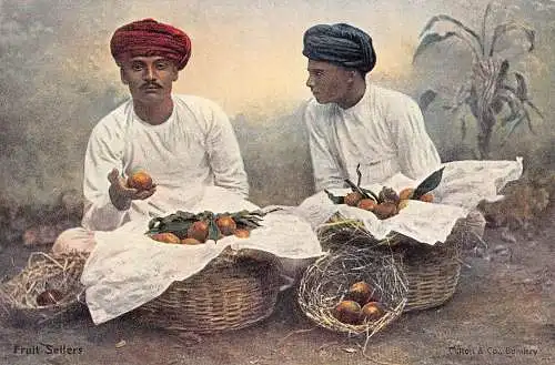 A993 Indien einheimische Obstverkäufer Kaufleute ethnisches Volk Vintage Postkarte
