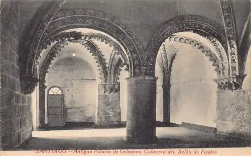 A991 Spanien Santiago Antiguo Palacio de Gelmirez Cabecera Salon Palace Postkarte