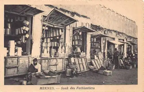 B009 Marokko Meknes Souk des Ferblantiers Paint Seller Merchants Postkarte