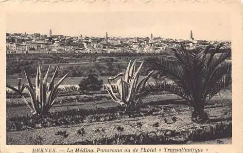 B009 Marokko Meknès Medina Panorama vu du l'hotel Transatlantique Postkarte