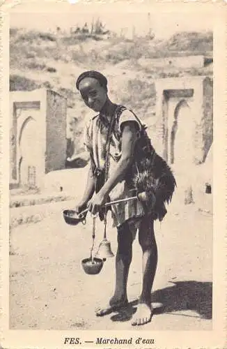 B009 Marokko Fès Merchand d'eau Wasserhändler Verkäufer Einheimischer ethnischer Postkarte