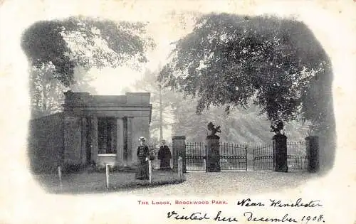 B005 England 1908 The Lodge Brockwood Park Passepartout Vintage Postkarte
