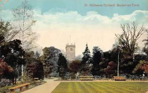 B004 England 1918 St Modwens Orchard Burton on Trent Vintage Postkarte