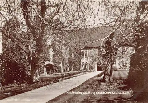 B004 England Münzstätte und Ruinen der sächsischen Kirche RPPC Vintage Postkarte
