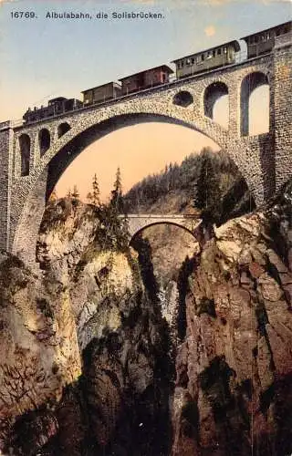 B008 Schweiz Albulabahn die Solisbrücken Viadukt Dampfbahn Postkarte