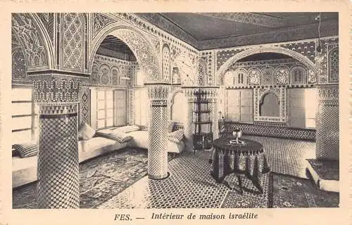 B009 Marokko Fes Interieur de maison israelitische Vintage Postkarte