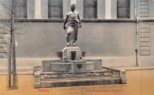 B010 Deutschland Aachen Denkmal Wehrhalter Schmierd Brunnen 1919 Postkarte