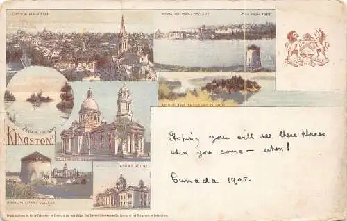 B020 Kanada Kingston Royal Military College Hafen Court House Litho Postkarte
