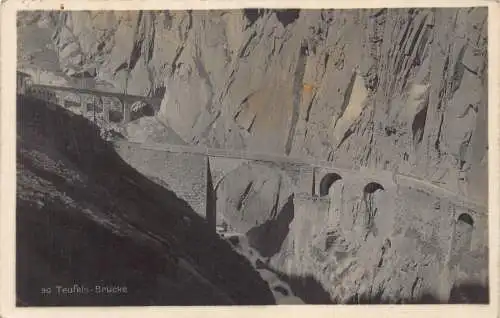Schweiz Teufels Brücke Vintage Postkarte