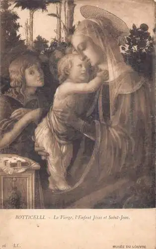 B024 Art Louvre Museum Botticelli - Vierge Jesus et Saint Jean Postkarten