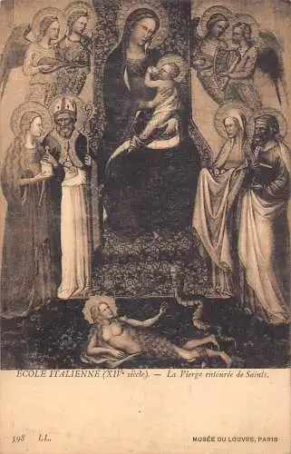 B024 Art Louvre Museum Italienische Schule Vierge entouree de Saints Postkarten
