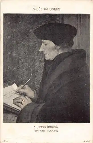 B024 Art Louvre Museum Holbein Hans - Portrait Erasmus Postkarten