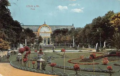 B022 Deutschland 1913 Köln a Rh Köln Flora Garten Vintage Postkarte