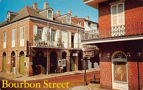 B021 US Bourbon Street New Orleans Vintage Postkarte