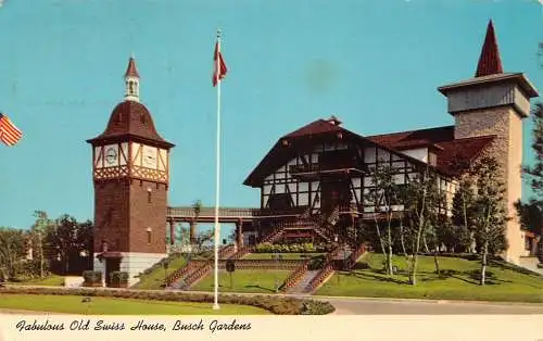 B020 USA 1976 Fabulous Old Swiss House Busch Gardes Vintage Postkarte