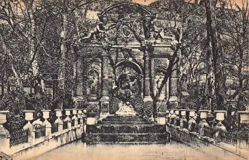 C093 Frankreich Paris Jardin du Luxembourg Medicis Fountaine Vintage Postkarte