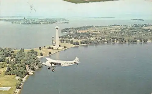 B021 US 1974 Put in Bay on Lake Erie South Bass Island Ohio Flugzeug Postkarte