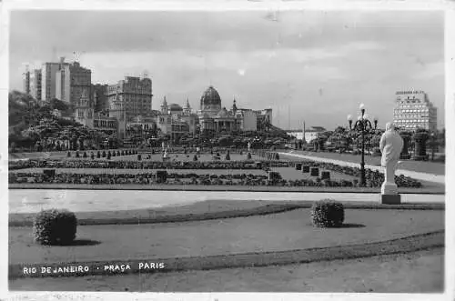 B014 Brasilien Rio de Janeiro Praca Paris Park RPPC Vintage Postkarte