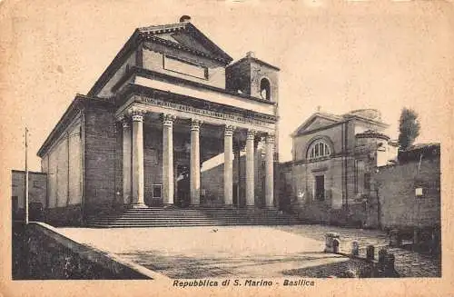 B014 San Marino Basilika Kirche Vintage Postkarte