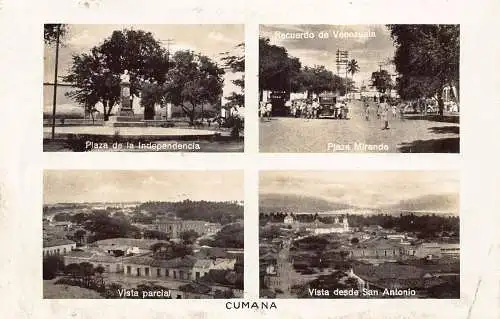 B014 Recuerdo de Venezuela Cumana Plaza Miranda Independencia Vintage Postkarte