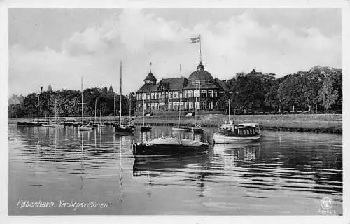 B014 Dänemark Kopenhagen Yachtpavillonen Yacht Club Vintage Postkarte