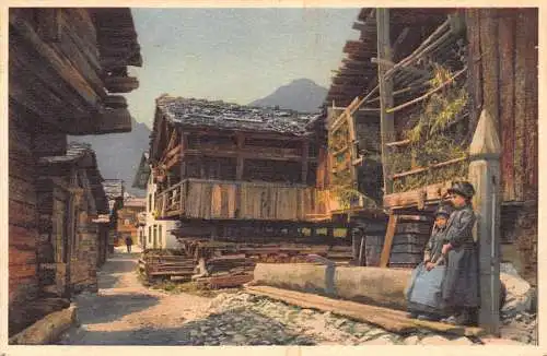 B015 Schweiz Kippel in Loetschen Dorfpartie Dorfansicht Vintage Postkarte