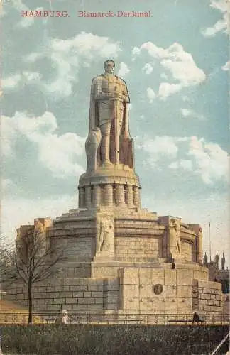 B010 Deutschland Hamburg Bismarck Denkmal Vintage Postkarte