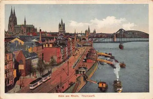 B010 Deutschland Köln am Rhein Köln Straßenbahn Dampfschiff Rheinwerft Postkarte