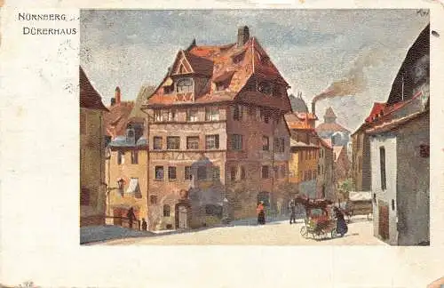B010 Deutschland 1905 Nürnberg Dürerhaus Kunst Vintage Postkarte