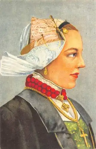 B025 Niederlande Folk Westfriesland Holland Frau Portrait Postkarte