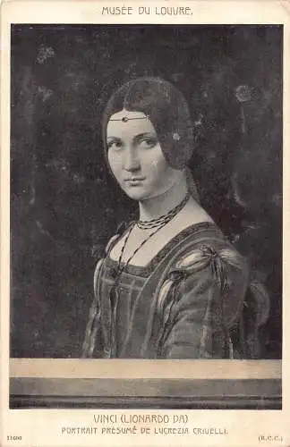 B024 Art Louvre Museum Leonardo Da Vinci - Portrait Lucrezia Cruelli Postkarten