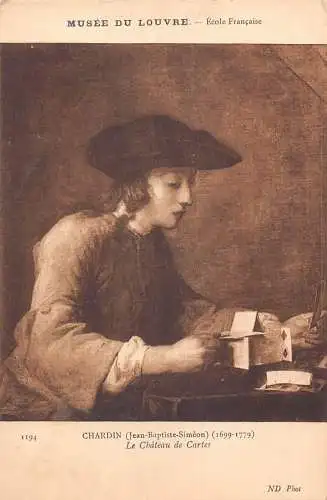 B024 Art Musee du Louvre Chardin - Chateau de Cartes Postkarten