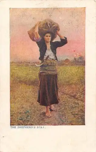 B025 Kunst Der Hirtenstern Bäuerin Landwirtschaft Vintage Postkarte