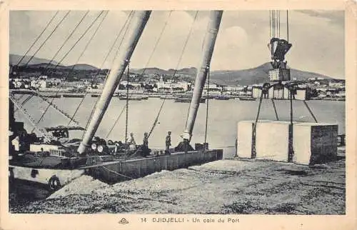 B013 Algerien Djdjelli Un coin du Port Harbour Vintage Postkarte