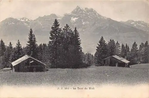 Schweiz La Dent du Midi Berghütten Vintage Postkarte