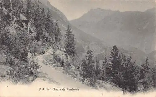 Schweiz Route de Finshauts Berg Vintage Postkarte
